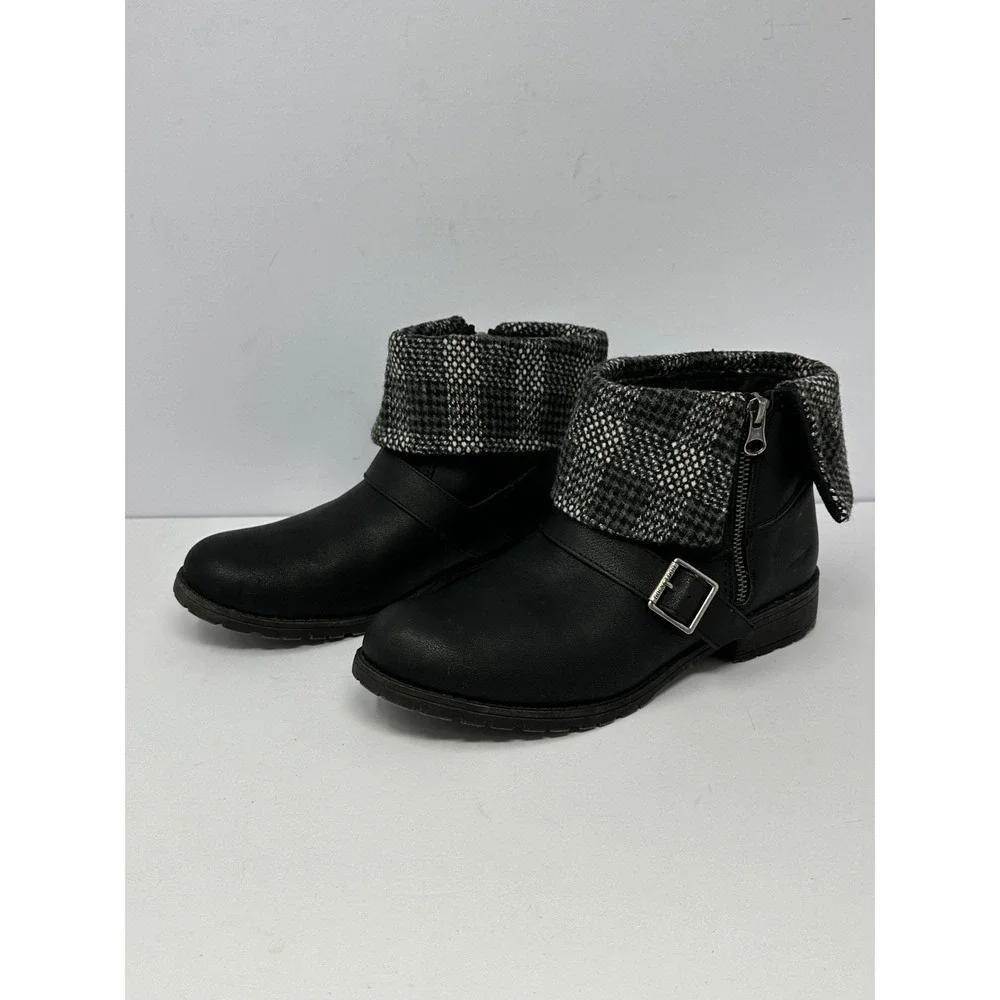 Rocket Dog Womens 7.5 Gray Bentley Tweed Sweater Cuff Zip Ankle Boots Booties P7